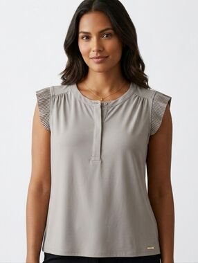 Calvin Klein Gray Sleeveless Top Blouse Size L